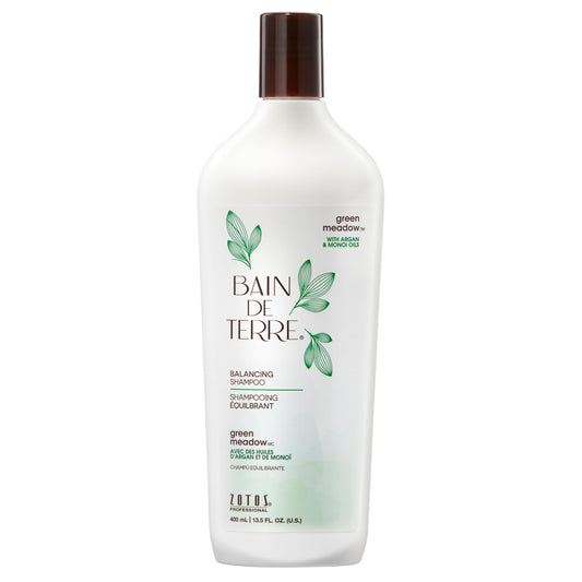 Lavender Bain de Terre Green Meadow Balancing Shampoo, Gentle Cleansing for Soft, Silky Hair with Argan & Monoi Oils, Paraben-free, Color-Safe, 13.5 Fl Oz