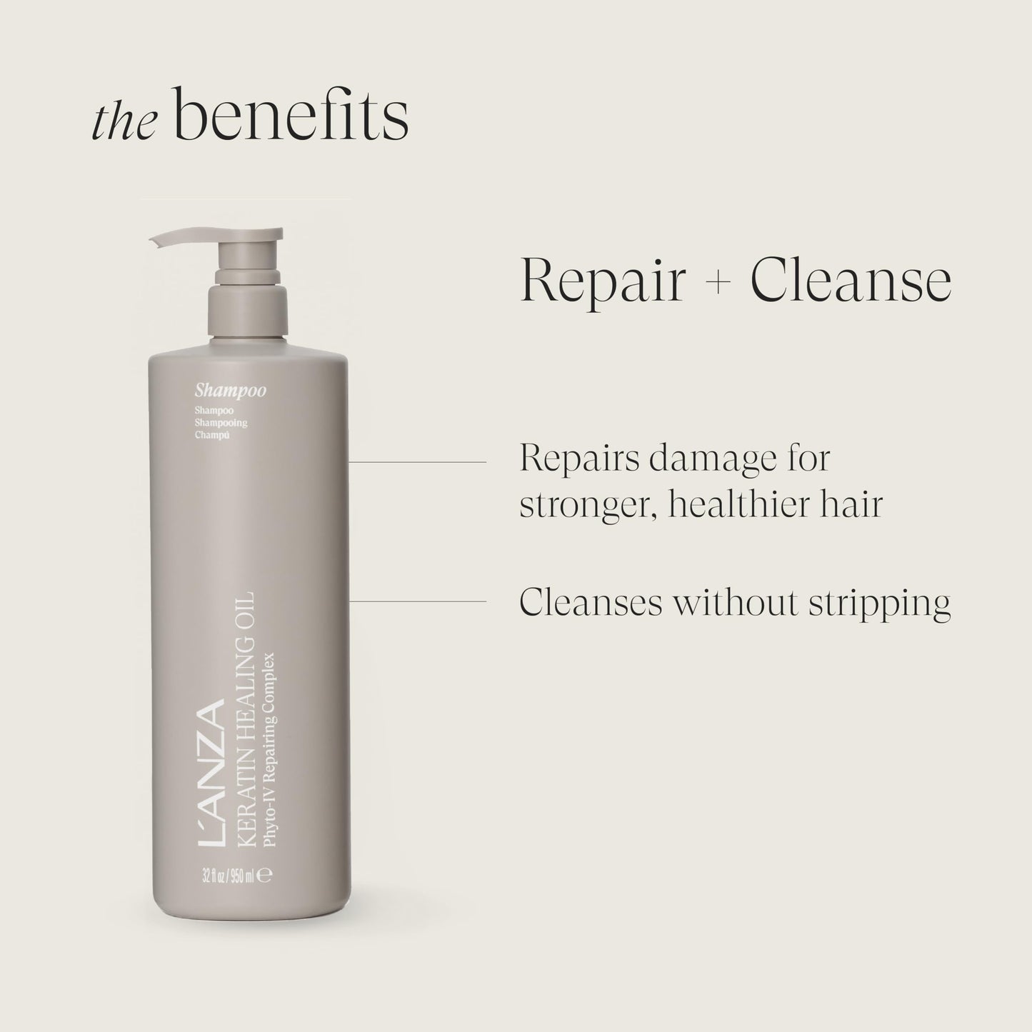 Lavender L'ANZA Keratin Healing Oil Shampoo Hydrating Cleanse, Boosts Softness, Adds Lustrous Shine, Anti-Frizz, Color Safe, Strengthening Anti-Humidity Strengthening Care, Sulfate Free (32 Fl Oz)