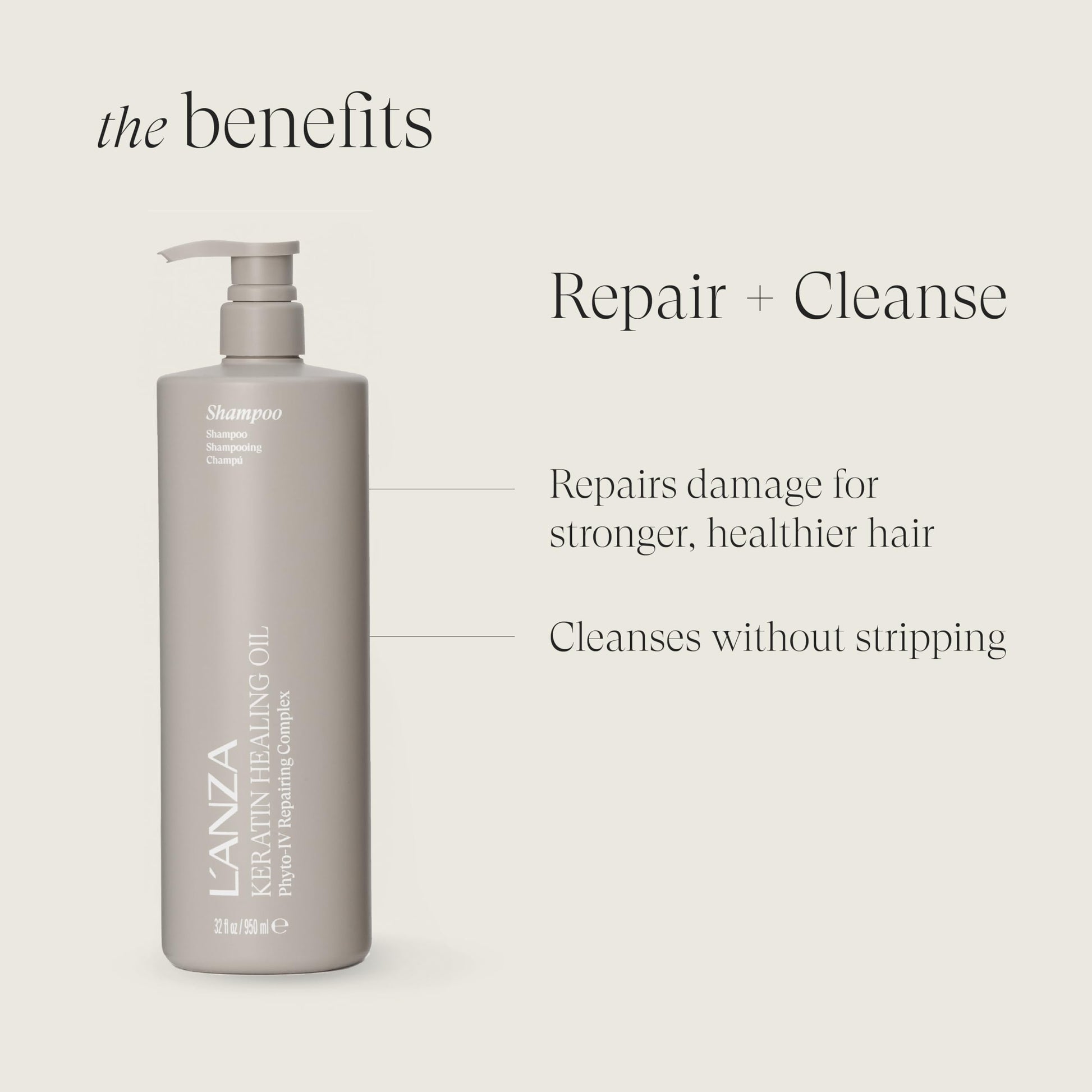 Lavender L'ANZA Keratin Healing Oil Shampoo Hydrating Cleanse, Boosts Softness, Adds Lustrous Shine, Anti-Frizz, Color Safe, Strengthening Anti-Humidity Strengthening Care, Sulfate Free (32 Fl Oz)