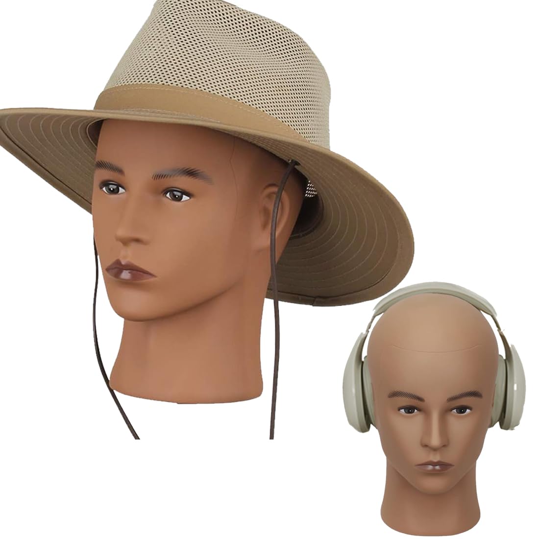 White Smoke HAIRWAY Male Mannequin Head Stand Professional Cosmetology Mannequin Head Bald Training Wigs Head Stand for Wigs Making and Display with Free T-pins (Brown)
