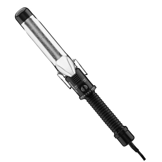 White Smoke Conair Instant Heat 1.25-Inch Curling Iron for Medium & Long Hair, Long Barrel Curling Iron with 25 Heat Settings, Fast Heat-Up, Dual Voltage Hair Curler for Loose Curls & Beach Waves, Easy Clamp