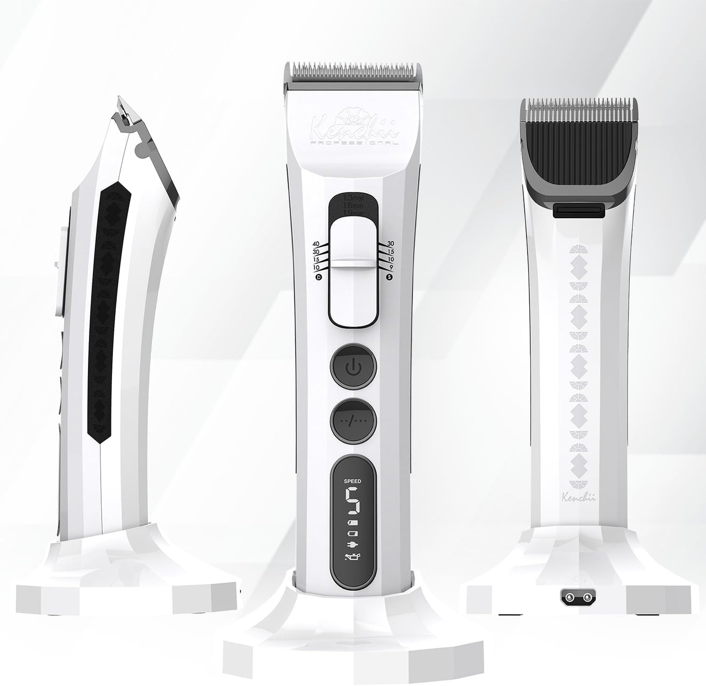 White Smoke Kenchii Flash Dog Clippers for Grooming 4-in-1 Digital Cordless Cat & Dog Grooming Clipper for Pet Care, Precision Pet Grooming Trim, Shape, and Style Effortlessly, White