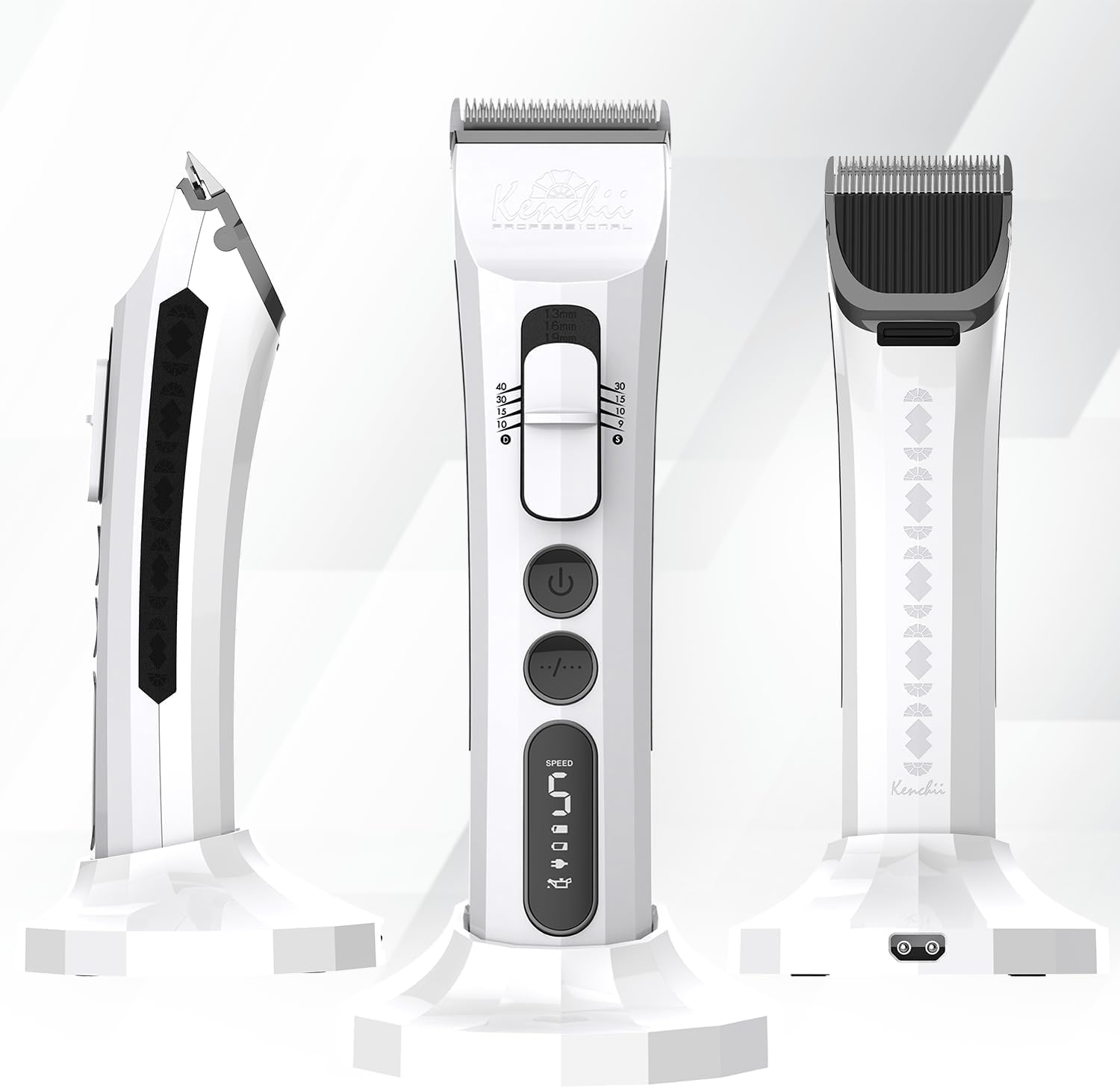 White Smoke Kenchii Flash Dog Clippers for Grooming 4-in-1 Digital Cordless Cat & Dog Grooming Clipper for Pet Care, Precision Pet Grooming Trim, Shape, and Style Effortlessly, White