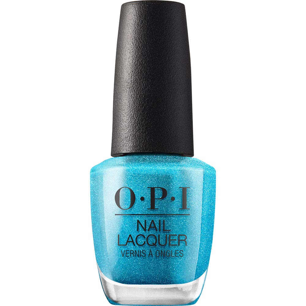White Smoke OPI Nail Lacquer Teal the Cows Come Home | Opaque Bright Blue Shimmer Chip Resistant Nail Polish | Fast Drying, Streak Free