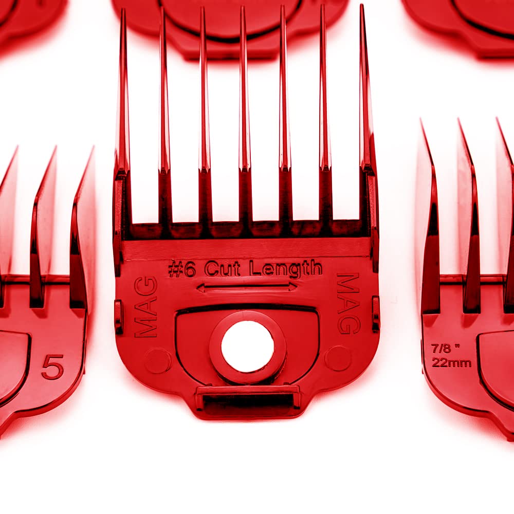 White Smoke Kaynway for Andis Magnetic Clipper Guards 10PCS, Upgrade Professional Clipper Guard Comb Guides for Andis Master Hair Clippers - 1/16" to 1"(Red)