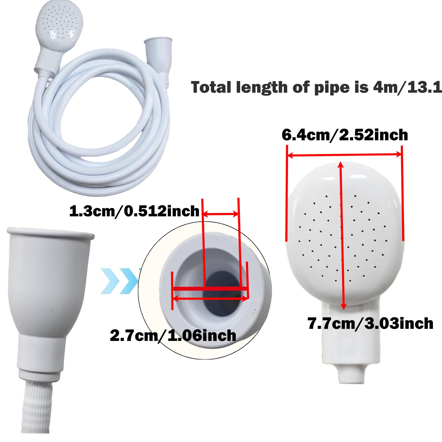 White Smoke 4m/13.12ft Sink Spray Hose Portable Faucet Sprayer Garden, Shampoo Sprayer Handheld Shower Head Spray Hose for Pets, Bathing Baby, Washing Hair, Rinsing Vegetables