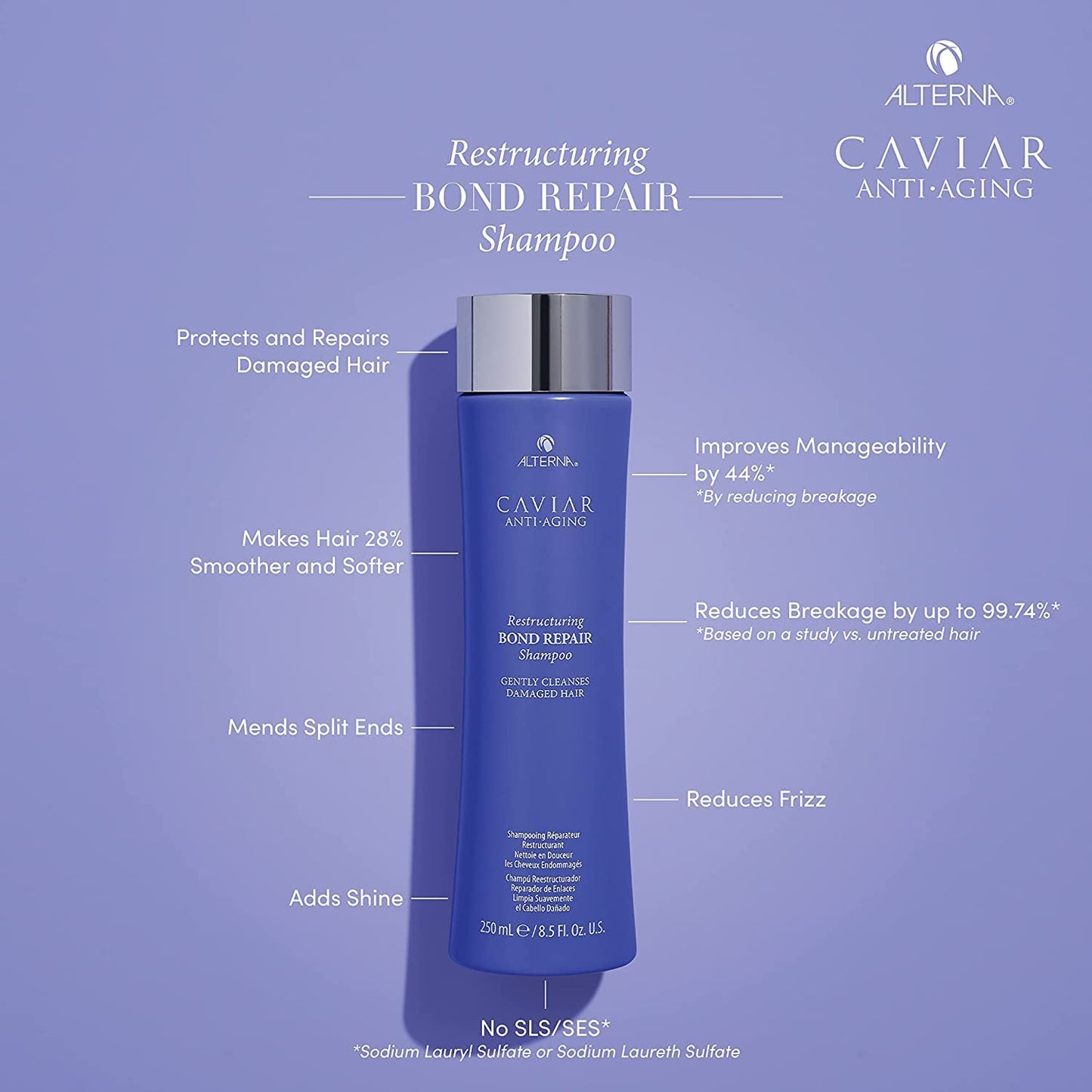 Dark Gray Alterna Caviar Anti-Aging Restructuring Bond Repair Shampoo, 8.5-Ounce (2-Pack)