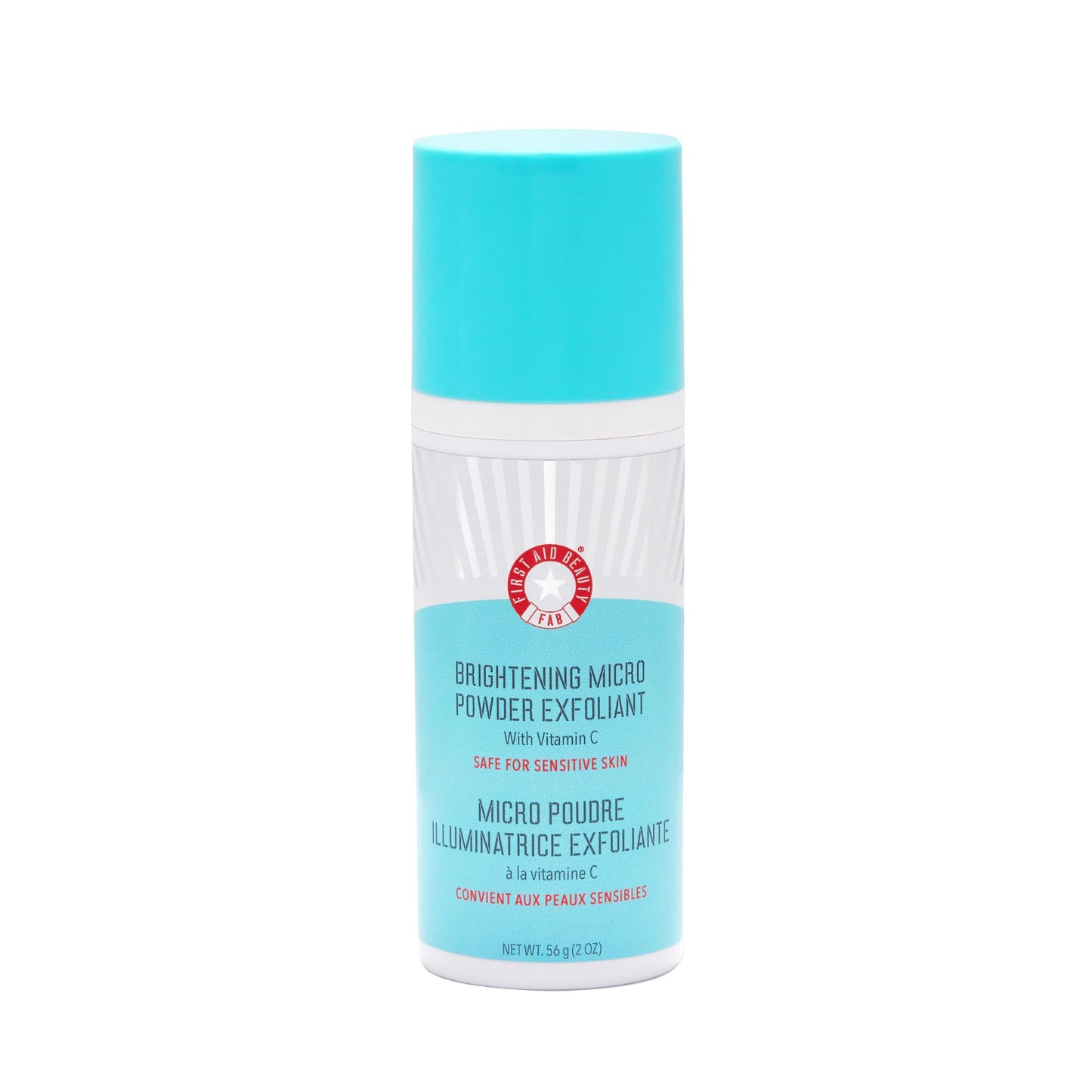 Turquoise First Aid Beauty Micro Powder Exfoliant - Face Exfoliator with Vitamin C & Jojoba Beads - Ultra-Fine Face Scrub Revives Dull Skin, (2 oz)
