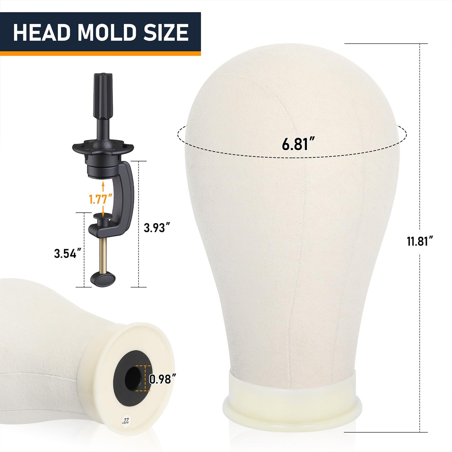 White Smoke Hemndic Wig Stand with Head, Height Adjustable Wig Stand, Wig Head Stand with Mannequin Head with Extra Wig head Clamp Stand
