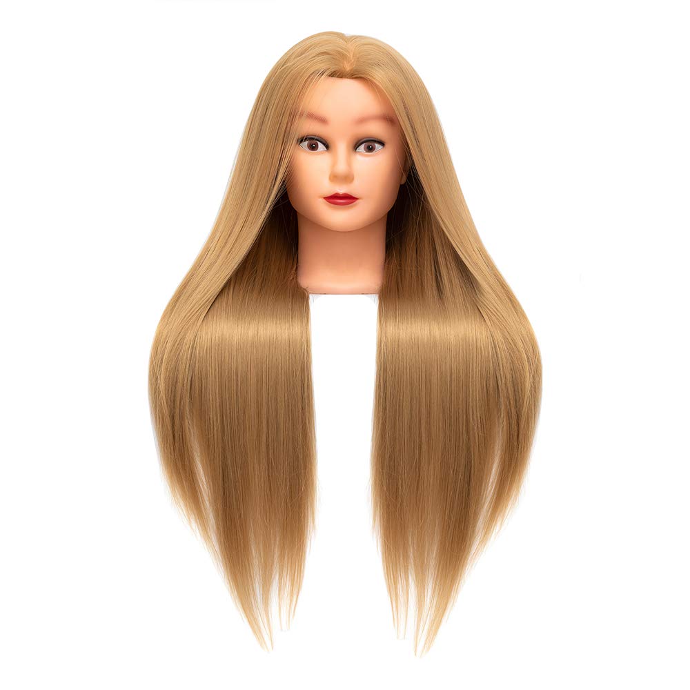 White Smoke Cosmetology Mannequin Head Hair Styling 26-28inch Training Head Synthetic Fiber Manikin Head Doll Head with Clamp （#27 Blonde 20Inch）