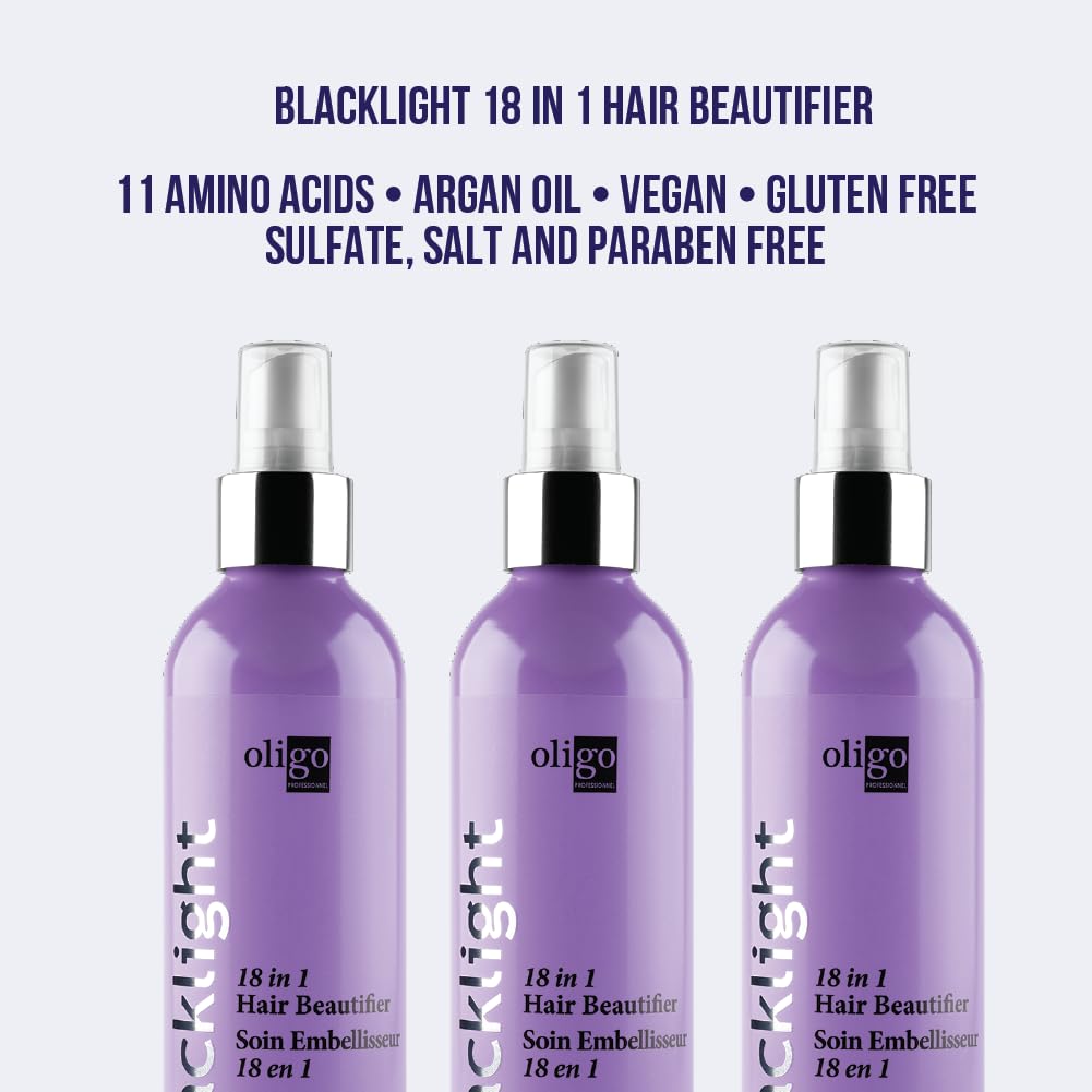 Lavender Oligo Professionnel - Blacklight 18-in-1 Hair Beautifier for blondes - Vegan - Paraben free - Anti Frizz - Heat Protectant Leave-in Conditioner - Argan Oil - Detangling Hydrating Spray - 8.5oz