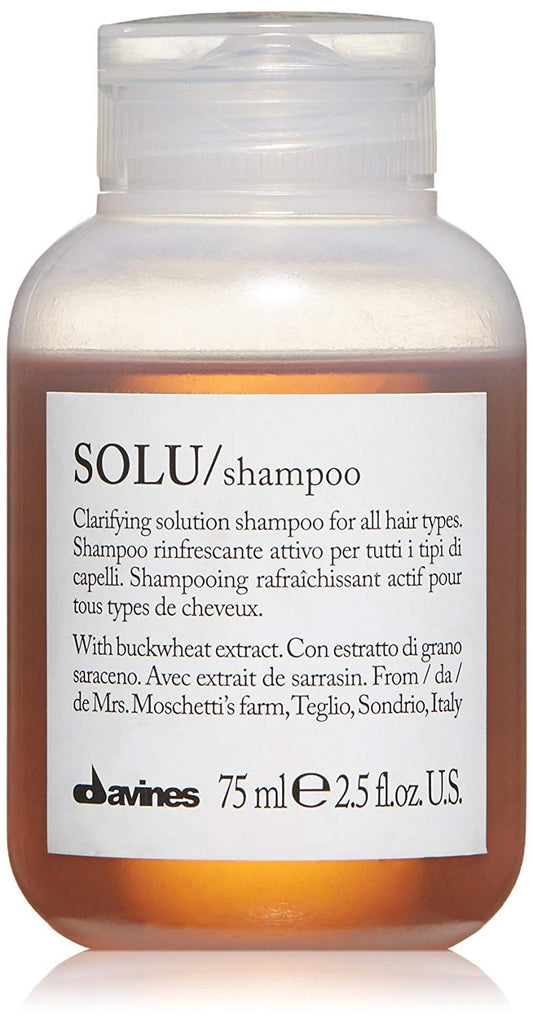 Light Gray Davines SOLU Shampoo, Deep Cleansing from Accumulation or Residues of Styling Products for Normal to Heavily-Styled Hair - Gives a Refreshed Scalp, Travel Size, 2.54 Fl Oz