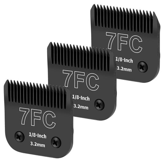White Smoke YAZIYIR 3 Pack 7FC Detachable Dog Grooming Steel Blades,Compatible with Andis,Oster A5,Wahl KM-10 Series,Cut Length 1/8" 3.2MM （Black）