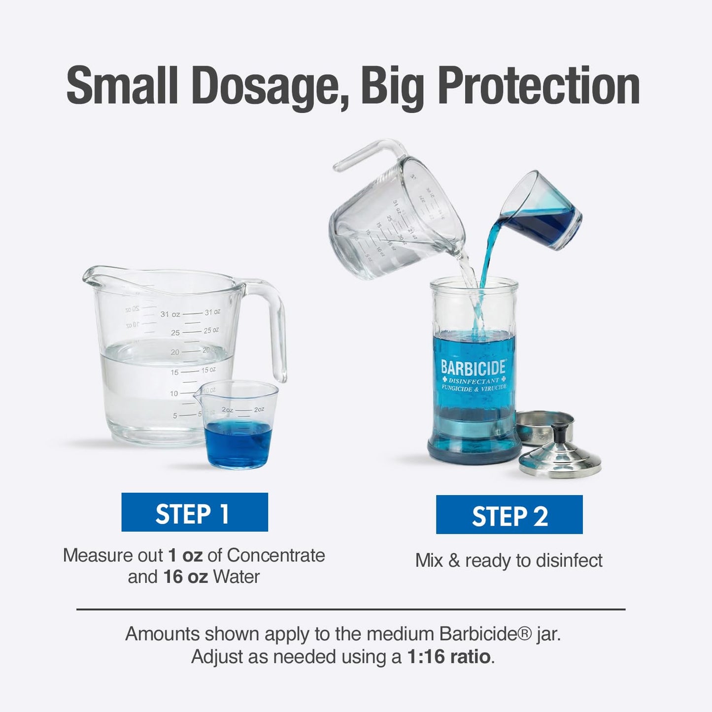 White Smoke BARBICIDE Disinfectant Jar and Concentrate Starter Set (21 Oz Jar + 16 Fl Oz)– Professional Salon, Spa & Barber Tool Sanitizing Kit