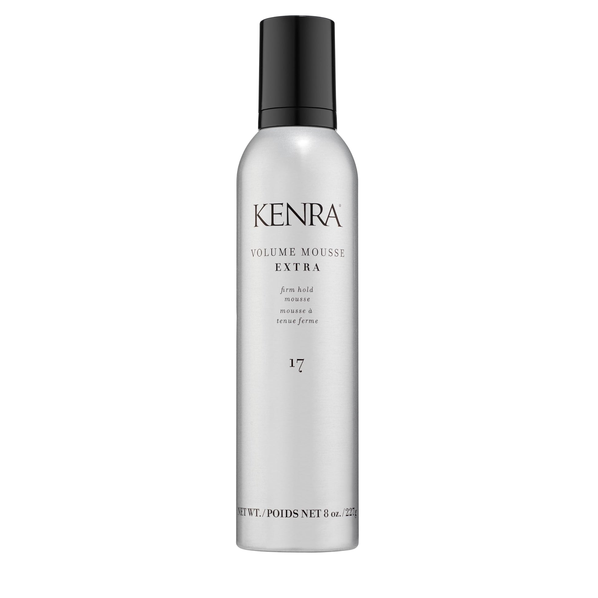 Light Gray Kenra Volume Mousse Extra 17 | Firm Hold Mousse | Non-drying, Non-flaking Lightweight Formula | Tames Frizz & Conditions |Thermal Protection up to 450F| All Hair Types | 8 oz