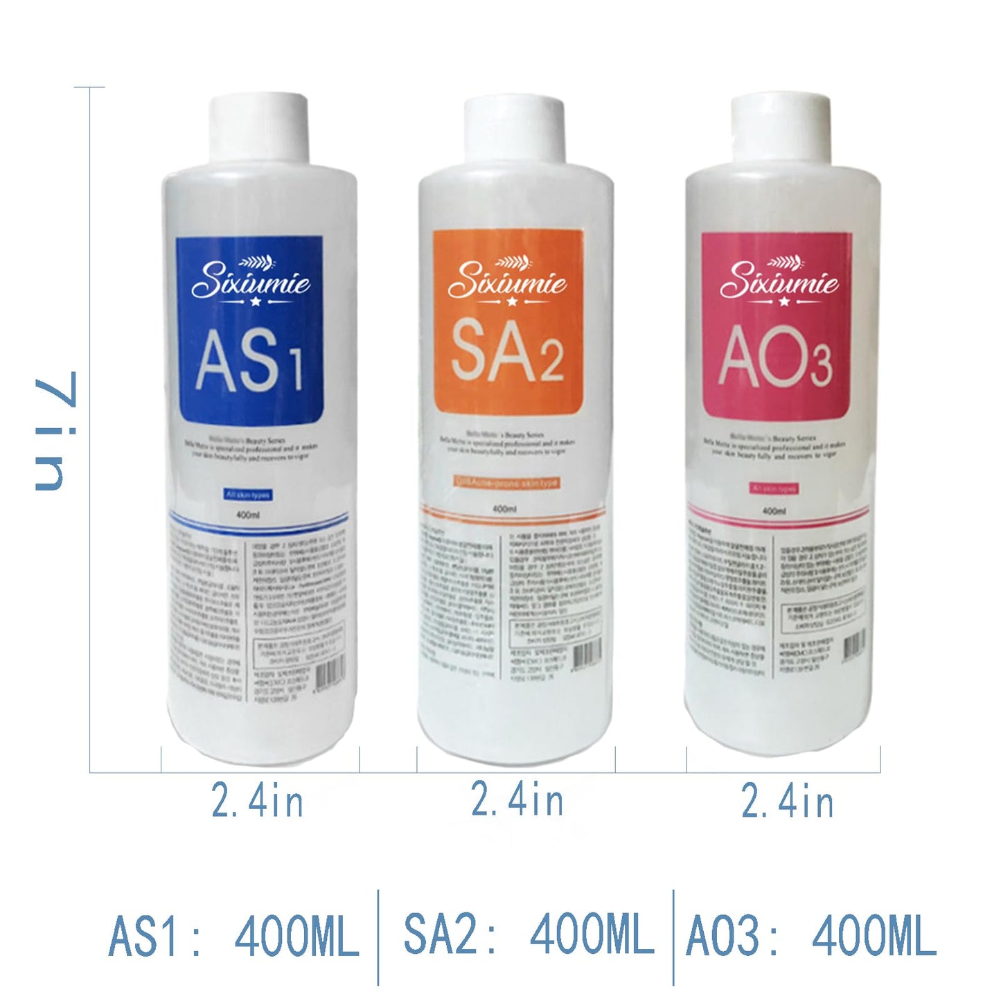 White Smoke Marfort AS1 SA2 AO3 Aqua Peeling Solution Combination with Salon Special Solutions Skin Care Aqua Peeling Serum Machine 400ml (Set of 3 Bottles)