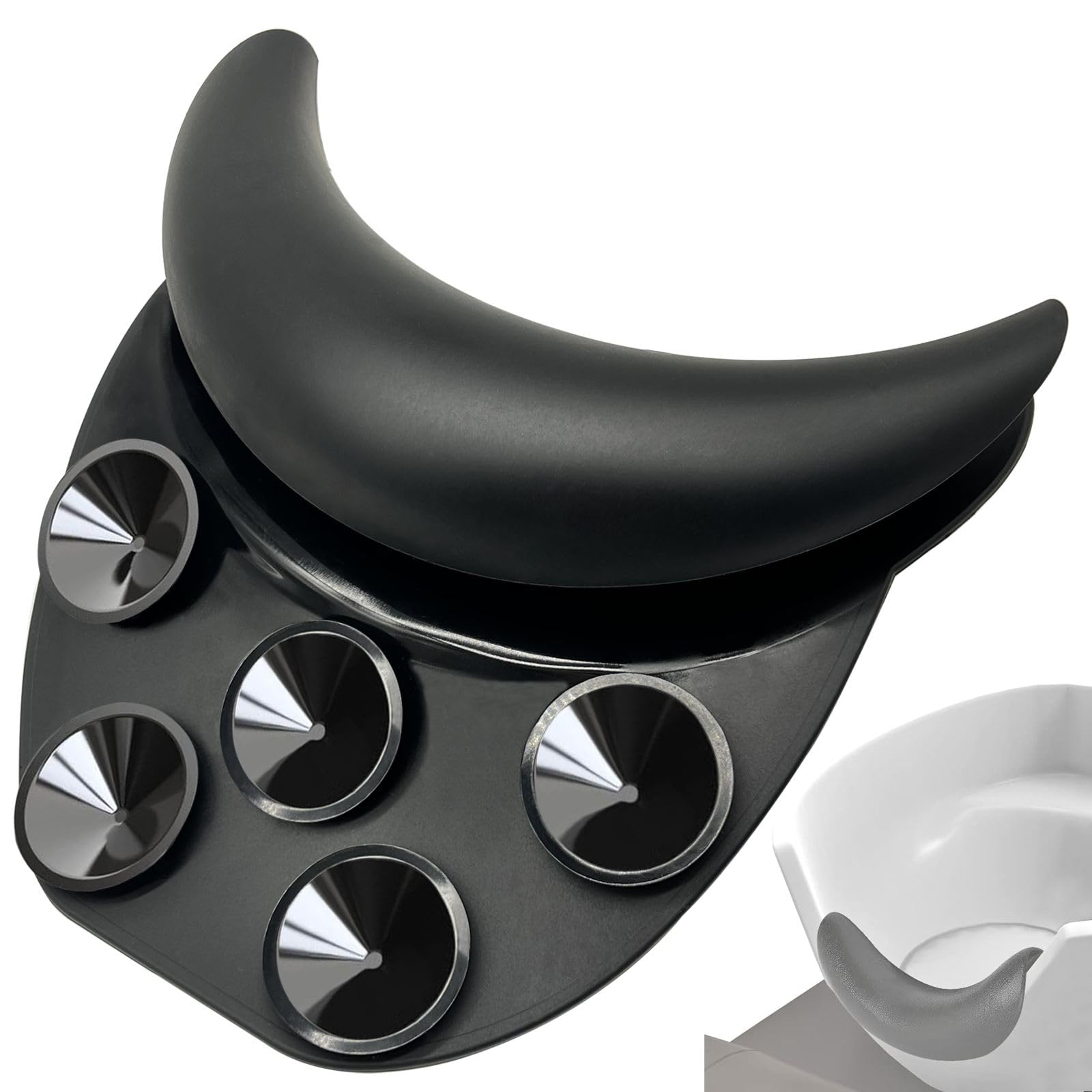 White Smoke Shampoo Bowl Neck Rest for Sink, Silicone Neck Rest Cushion with Suction Cup, Portable Hair Washing Sink Neck Support Non-Slip for Salon Home Wash Basin