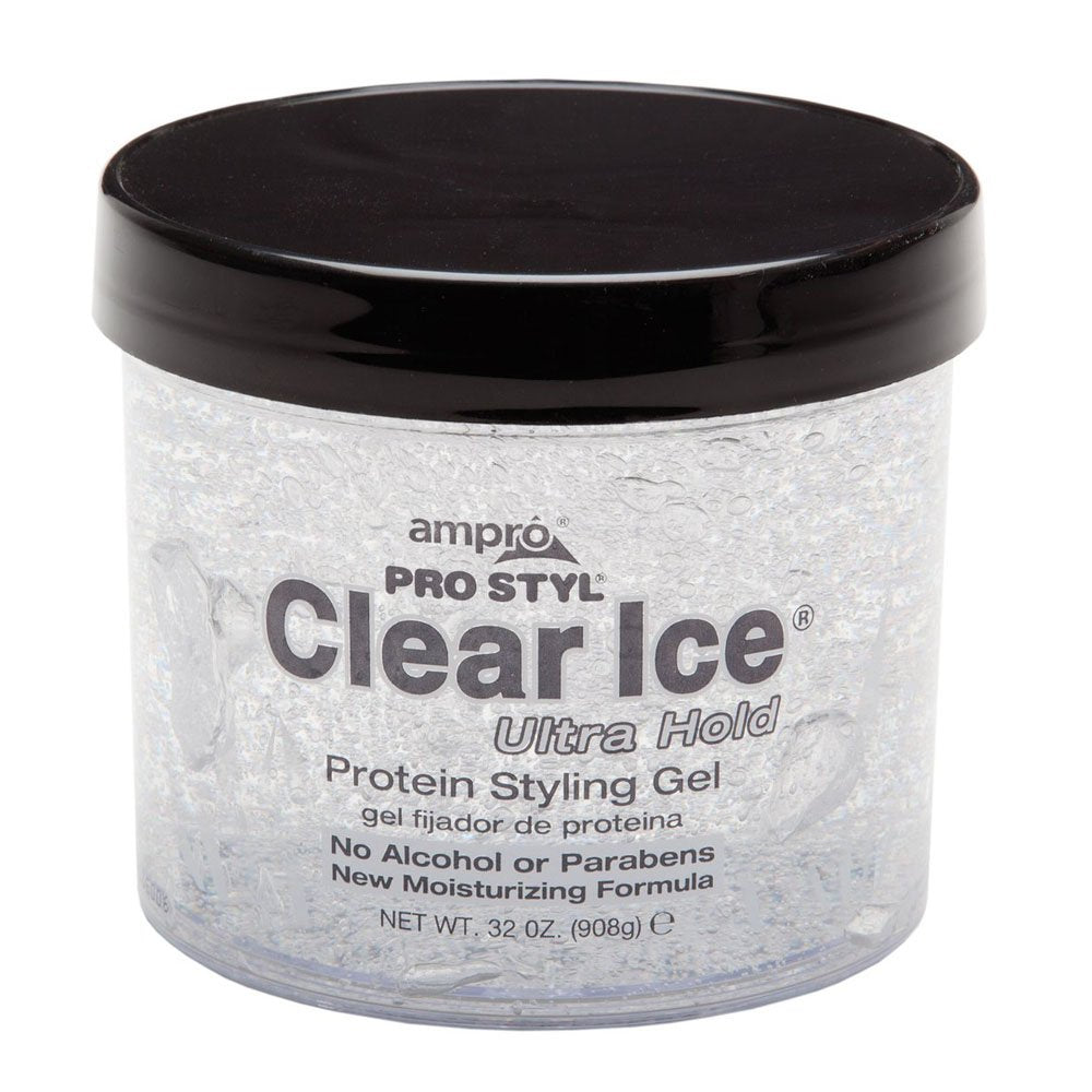 Light Gray (PACK OF 2) AMPRO Clear Ice Ultra Hold Protein Styling Gel (32oz)