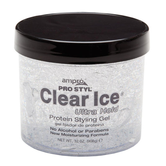 Light Gray (PACK OF 2) AMPRO Clear Ice Ultra Hold Protein Styling Gel (32oz)