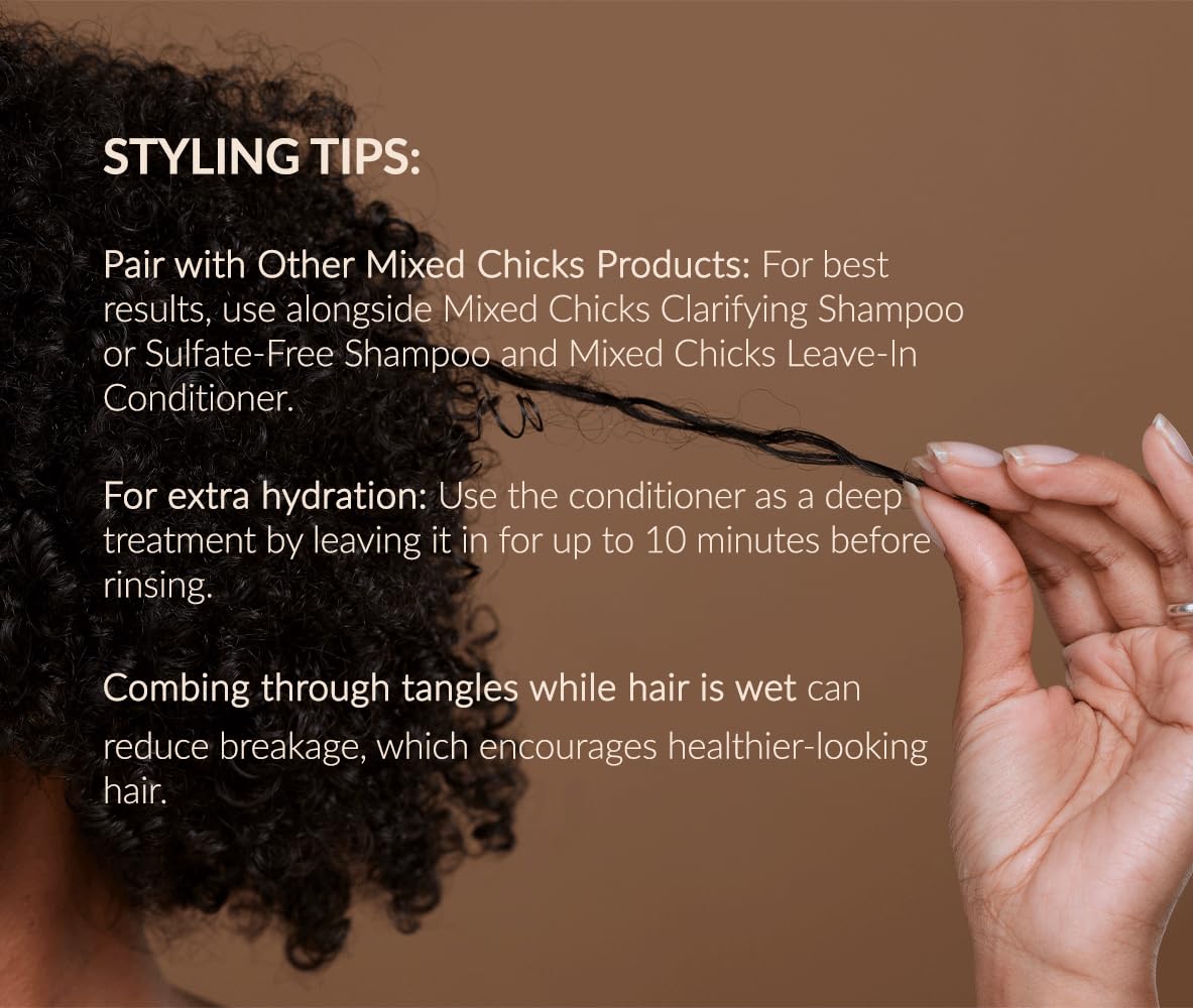 Dim Gray Mixed Chicks Detangling Deep Conditioner - Softens, Moisturizes & Detangles Straight or Curly Hair, 33 fl.oz