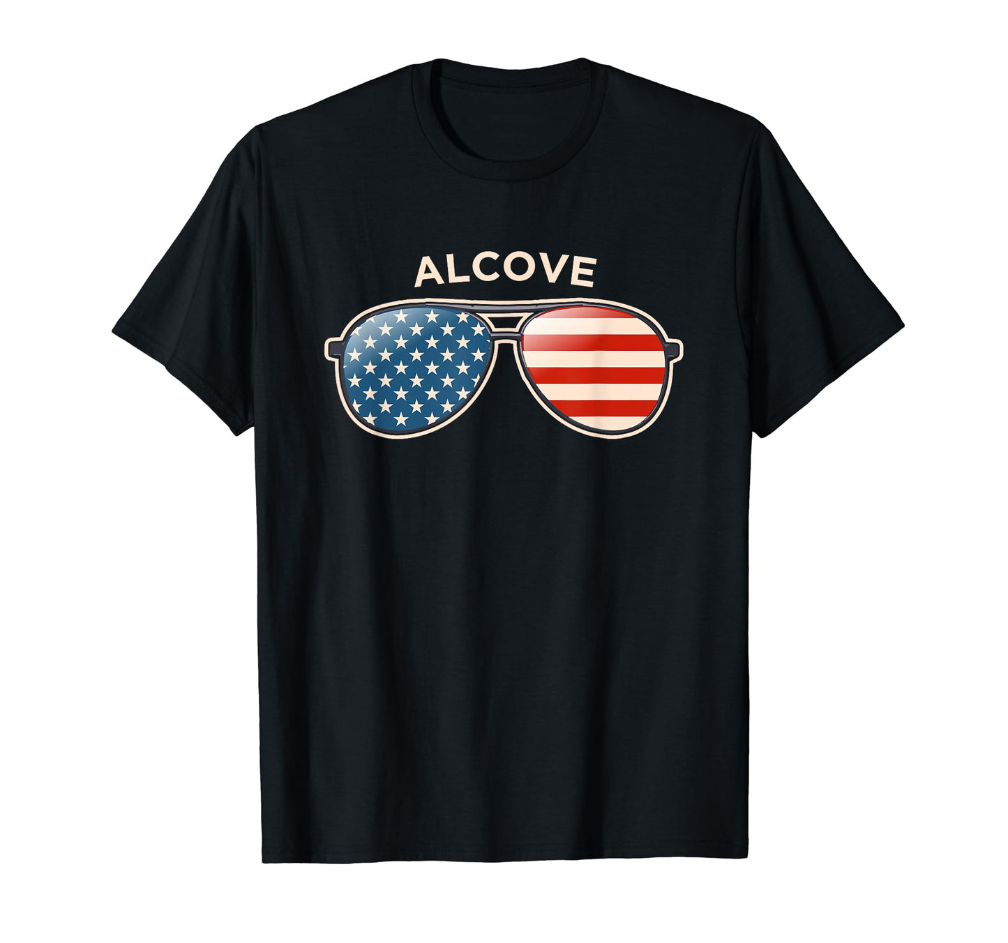 White Smoke Alcove, NY Vintage US Flag Sunglasses T-Shirt