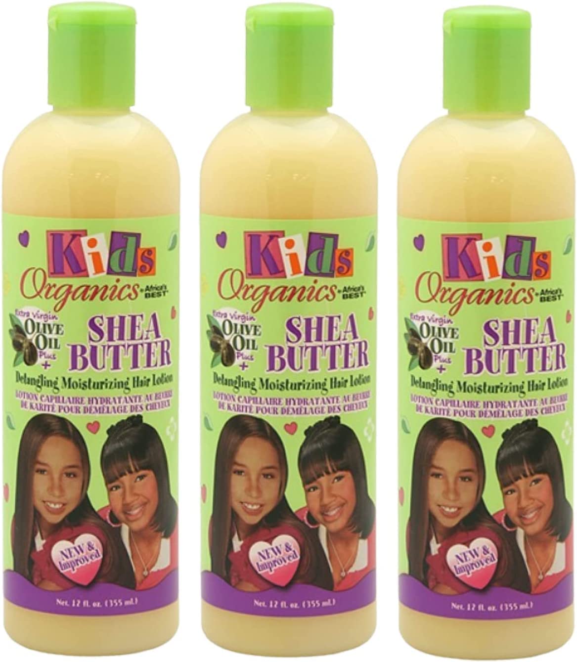 White Smoke Africa's Best Kids Organics Shea Butter Detangling Moisturizing Hair Lotion 12 oz (Pack of 3)