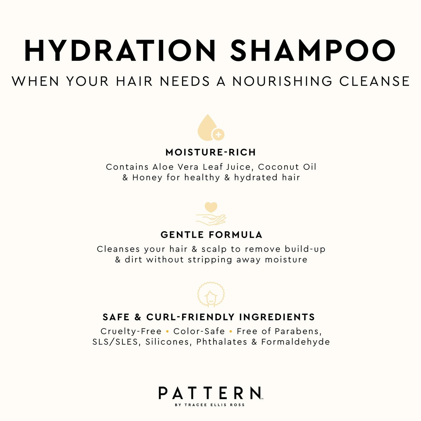 White Smoke PATTERN Beauty by Tracee Ellis Ross Hydration Shampoo w Honey, Aloe Vera, Biotin and Tea Tree Leaf Oil for Curly Hair 3a-4c, 25 Fl Oz