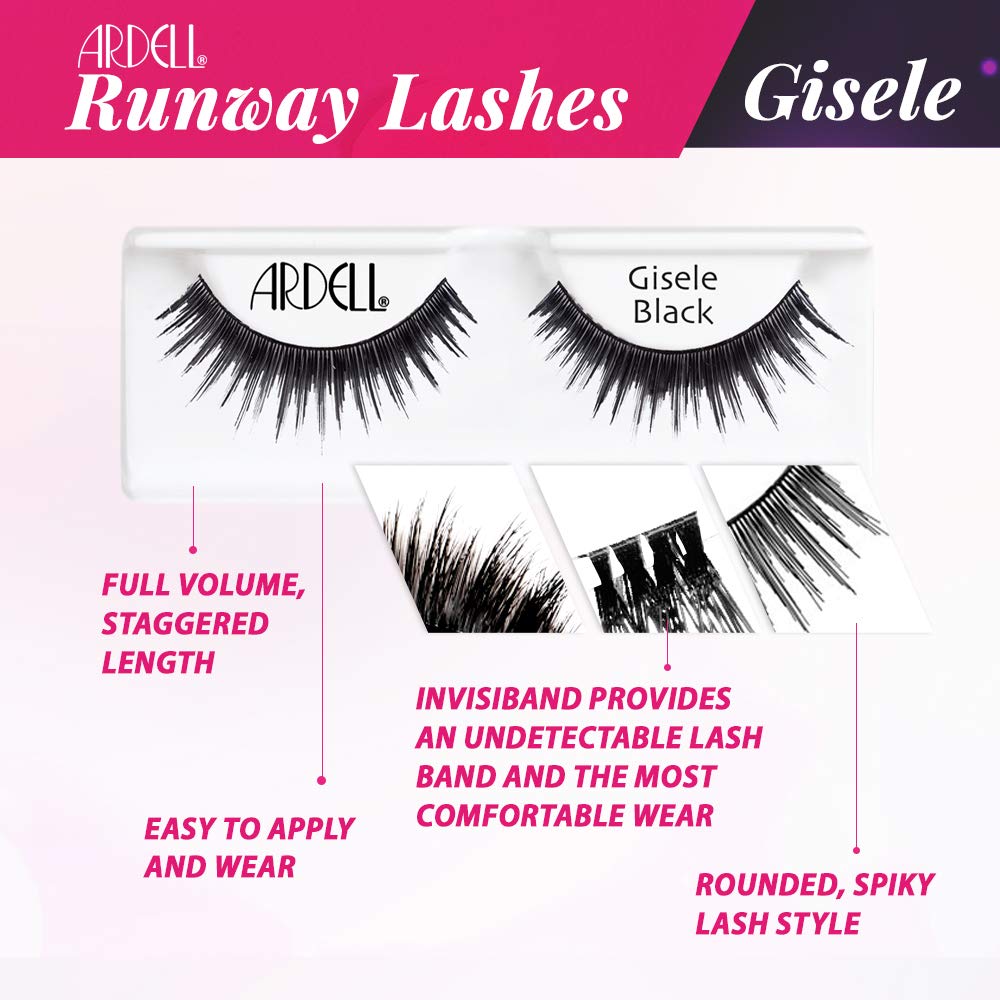 White Smoke Ardell False Eyelashes Gisele, Black - Natural Look Lashes, Comfortable Wear, Perfect for Everyday & Special Occasions, 4 Pack