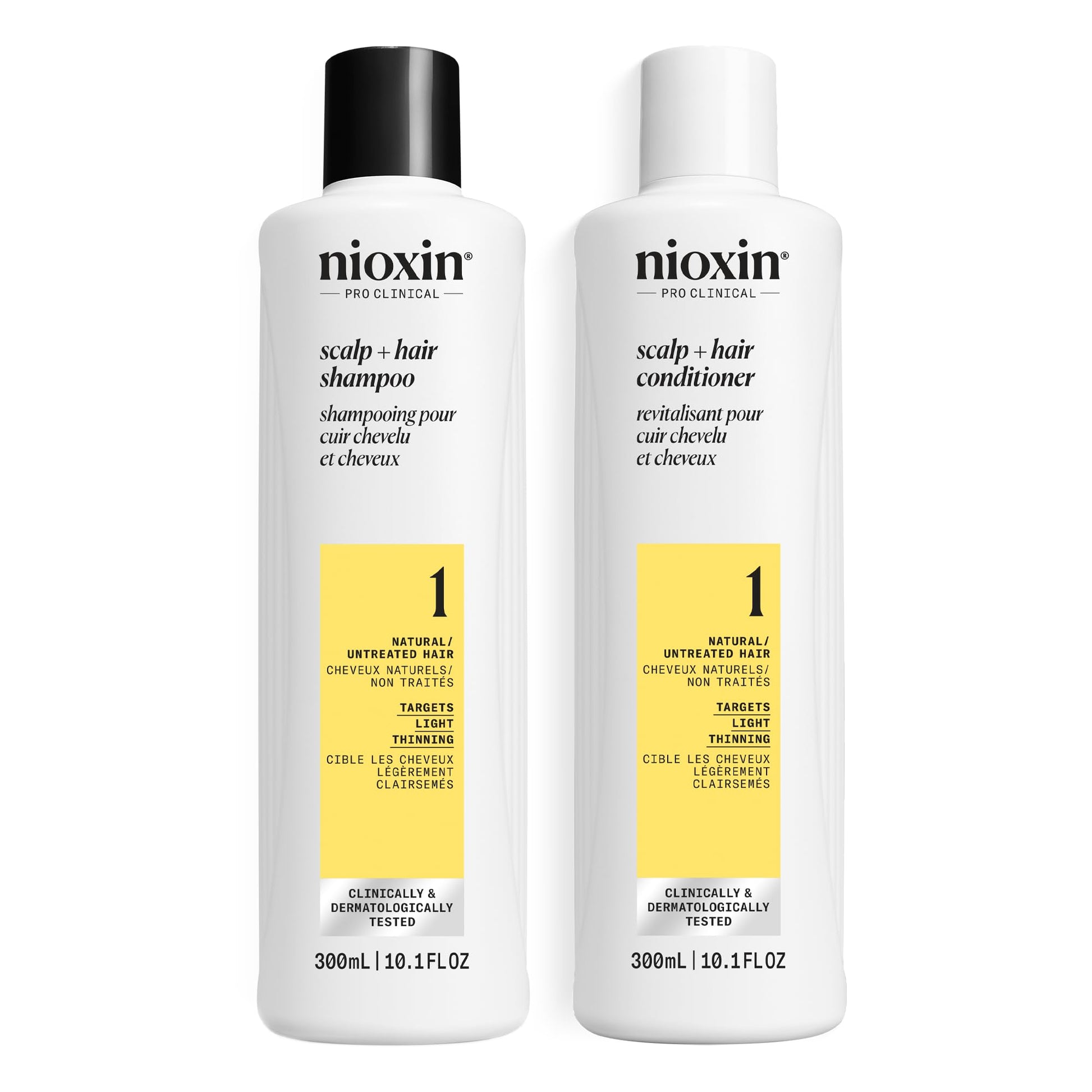 White Smoke Nioxin Duo Kit | System 1 Scalp + Hair Thickening Shampoo & Conditioner, 10.1 Fl Oz Each | For Natural Hair with Light Thinning