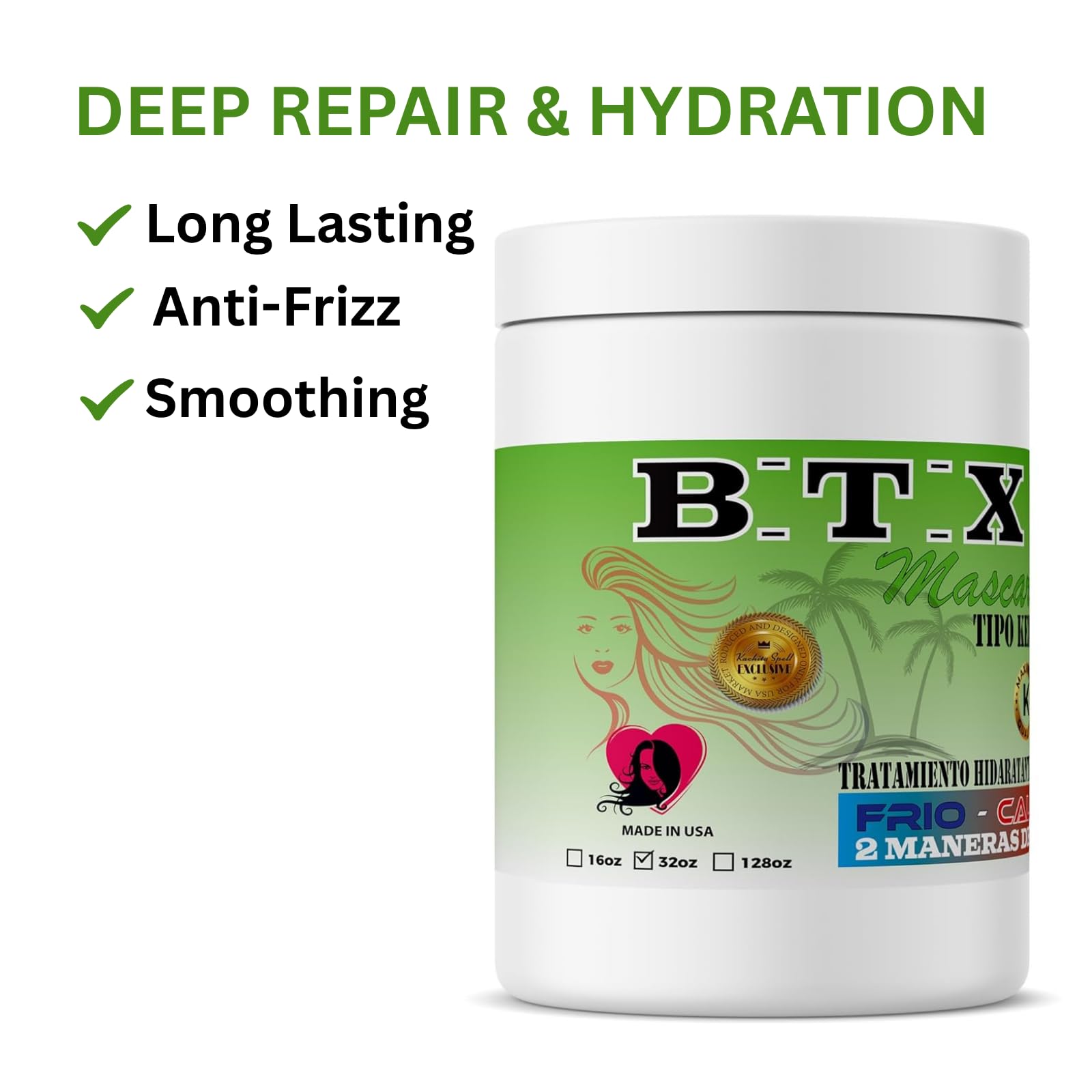 White Smoke Kachita Spell BTX Hair Treatment Deep Conditioning Keratin Hair Mask, Formaldehyde-Free Smoothing Formula for Dry & Frizzy Hair, Salon-Quality Moisture Care, 32 floz Made in USA
