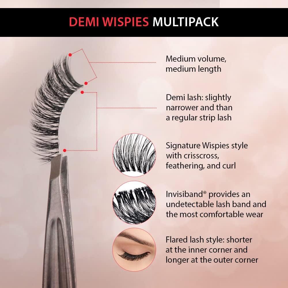 Light Gray Ardell Demi Wispies Eyelashes – Multi-Dimensional, Eyelashes Natural Look, 6 Pairs