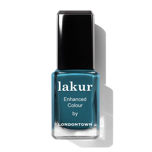 Black LONDONTOWN Lakur Nail Polish – Blue, Long-Lasting, Streak-Free, Chip-Resistant | 21+ Free Non-Toxic Vegan Nail Color, Strengthens & Hydrates Nails, 0.4 Fl Oz, Magpie