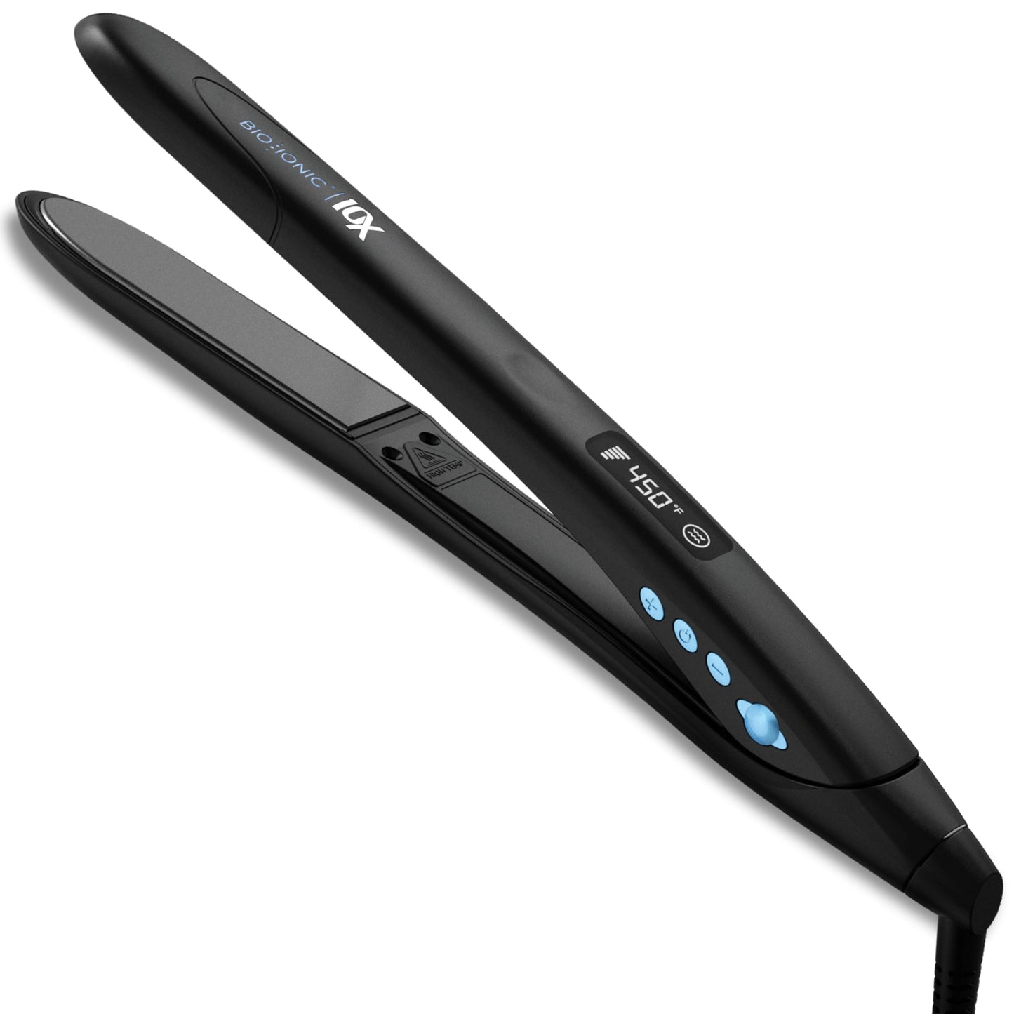 White Smoke Bio Ionic 10X Styling Iron, Hair Straightener with 1" Sonic Vibrating Plates, Flat Iron with Ion Generating Mineral Complex, Versatile Styler for Wavy & Straight Hairstyles, Black