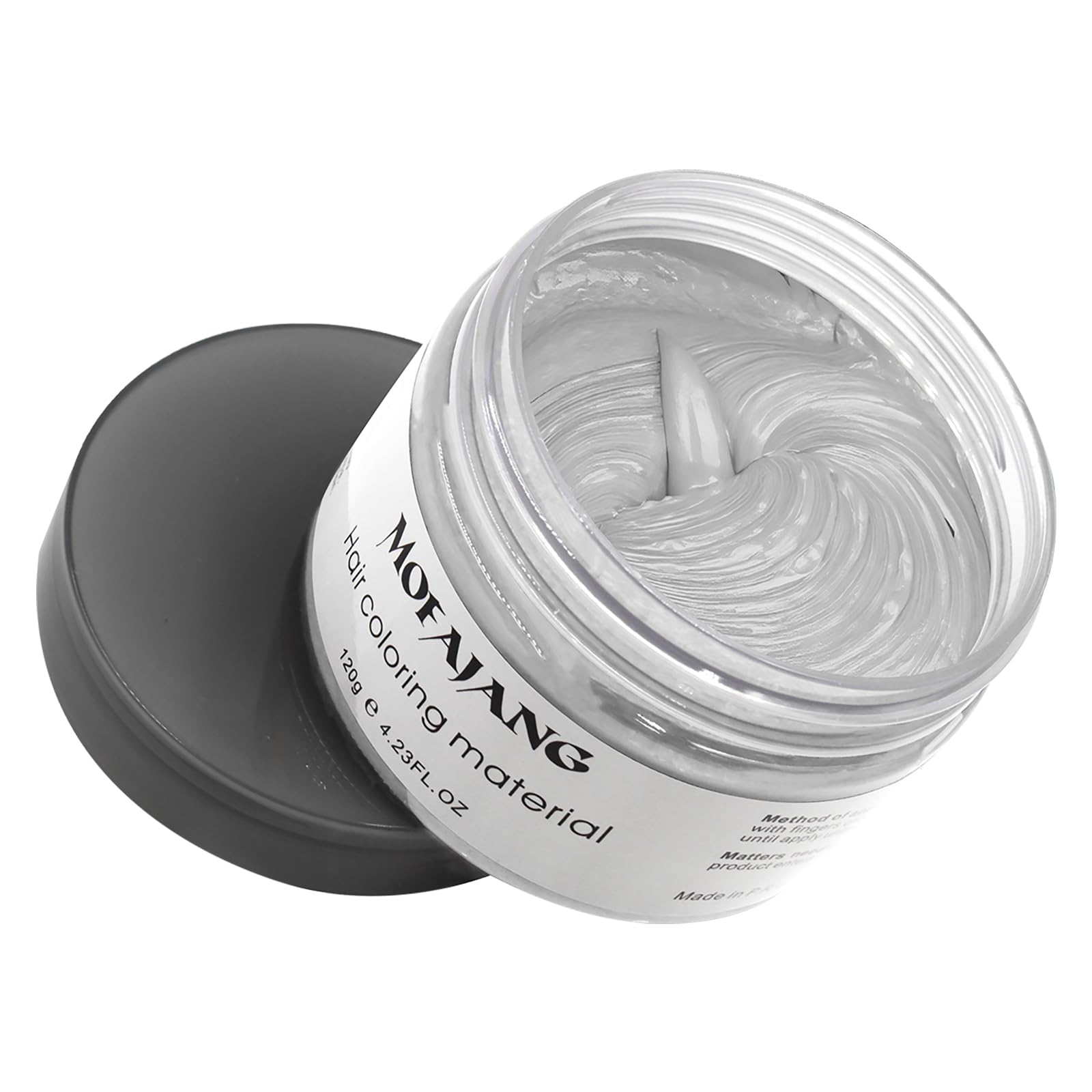 White Smoke Silver Grey Hair Wax Pomades 4.23 oz - Natural Hair Coloring Wax Material Disposable Hair Styling Clays Ash for Cosplay, Party (Silver Grey)