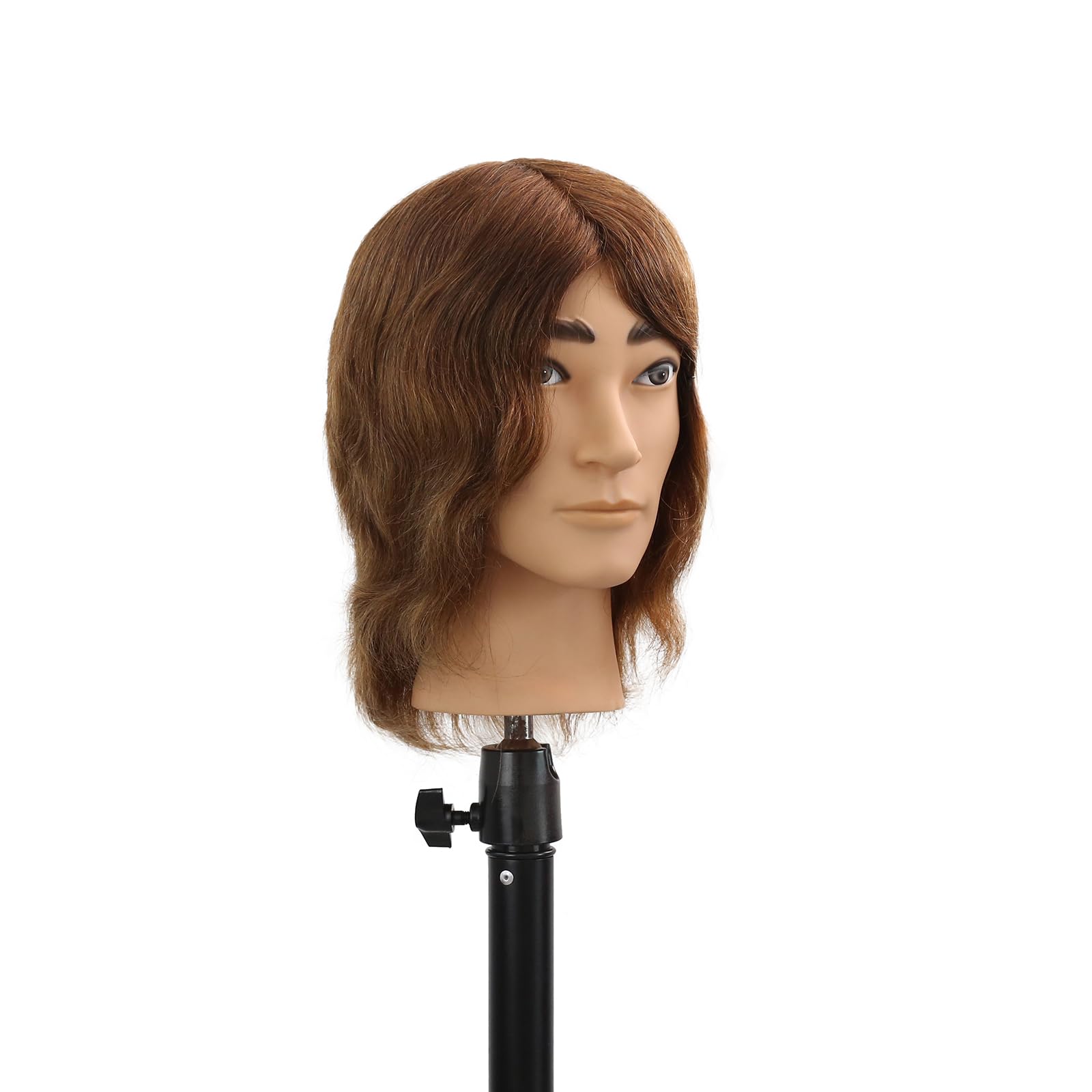 White Smoke Stancia Barber Mannequin Head Male, Mannequin Head Human Hair for Practicing Haircut, Cosmetology Mannequin Head with 100% Human Hair