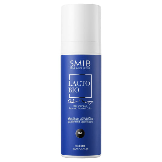 White Smoke SMIB Lactobio Hair Dye Shampoo | Gradual Gray Reduction with Probiotics | Natural Hair Darkening in 3-5 Minutes | Gentle Korean Formula for Daily Use (6.76 fl oz) (Natural Black)