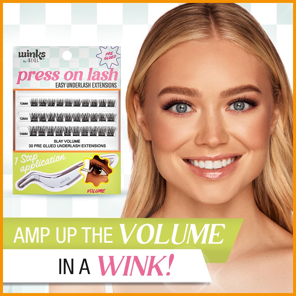 White Smoke Ardell Winks Press On Eyelash Extensions, Volume - DIY Clusters, 30 Individual Lashes, Natural Look with Applicator, 1 Pack