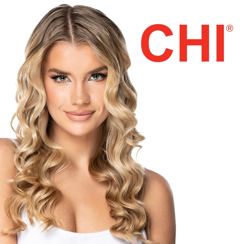 White Smoke CHI Tourmaline Ceramic Curling Iron, Adjustable Temperature, Professional Tourmaline Hair Curler with Auto Shut-Off for Smooth, Frizz-Free Curls & Waves, 1″ Barrel