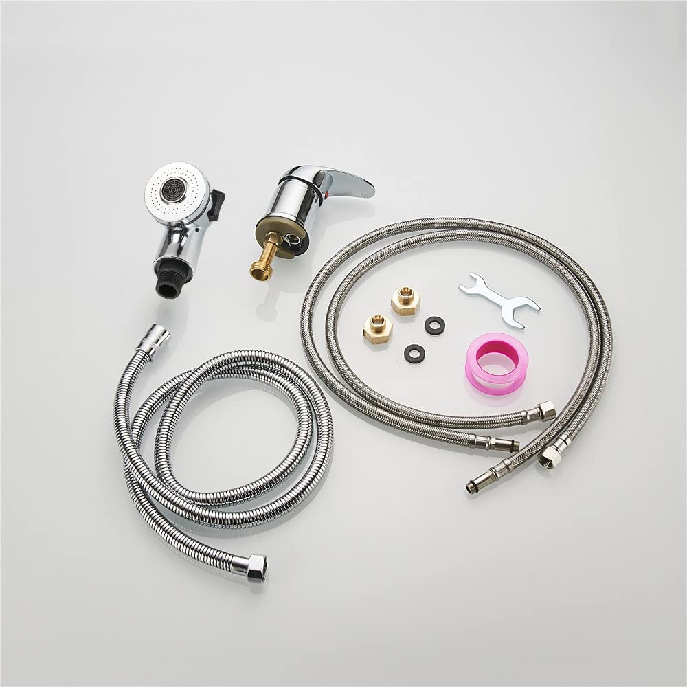 Light Gray Weirun Salon Shampoo Bed Bowl Sink Basin Faucet or Backwash Unit,Shampoo Bowl Faucet with Hose and Shower Spray Head Wash Hair Sprayer,Chrome
