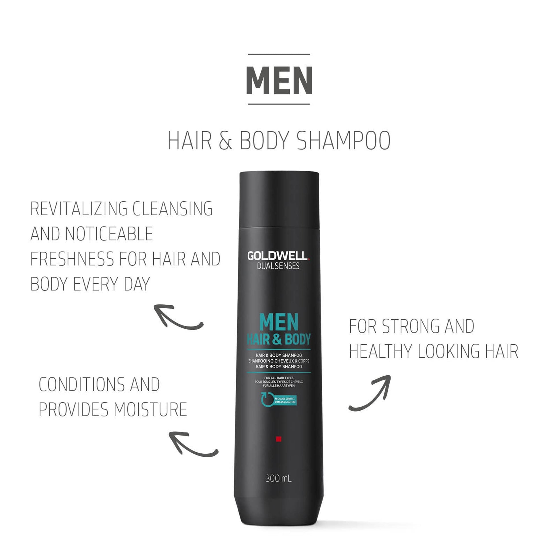 White Smoke Goldwell Dualsenses Men Hair and Body Shampoo 300ml, 10.1 oz