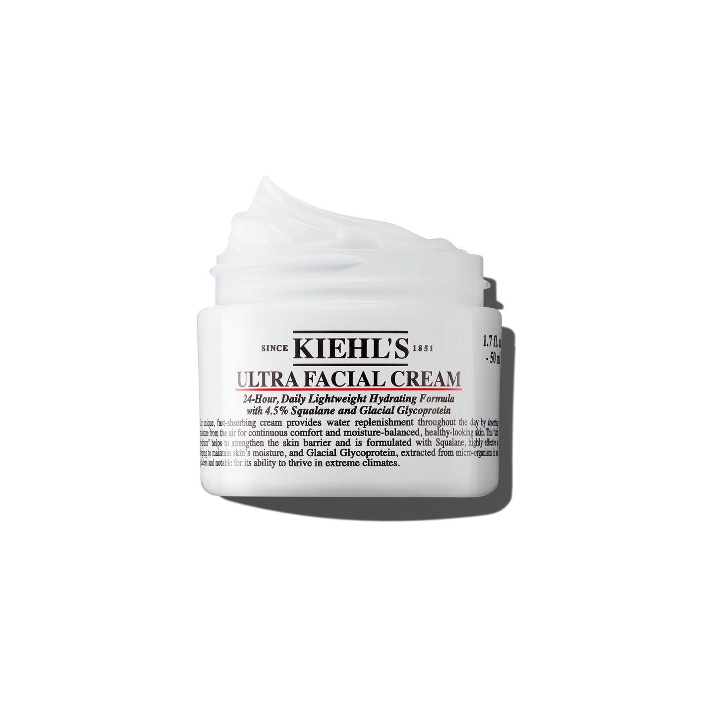 White Smoke Kiehl's Ultra Facial Cream, with 4.5% Squalane to Strengthen Skin's Moisture Barrier, Skin Feels Softer and Smoother, Long-Lasting Hydration, Easy and Fast-Absorbing, Suitable for All Skin Types