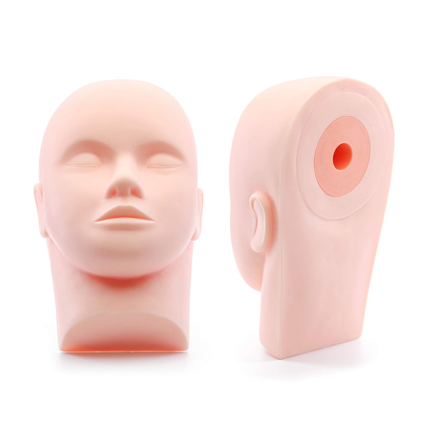 White Smoke Foraineam 2-Pack Practice Training Head Rubber Cosmetology Mannequin Doll Face Head For Eyelashes Makeup Massage Practice