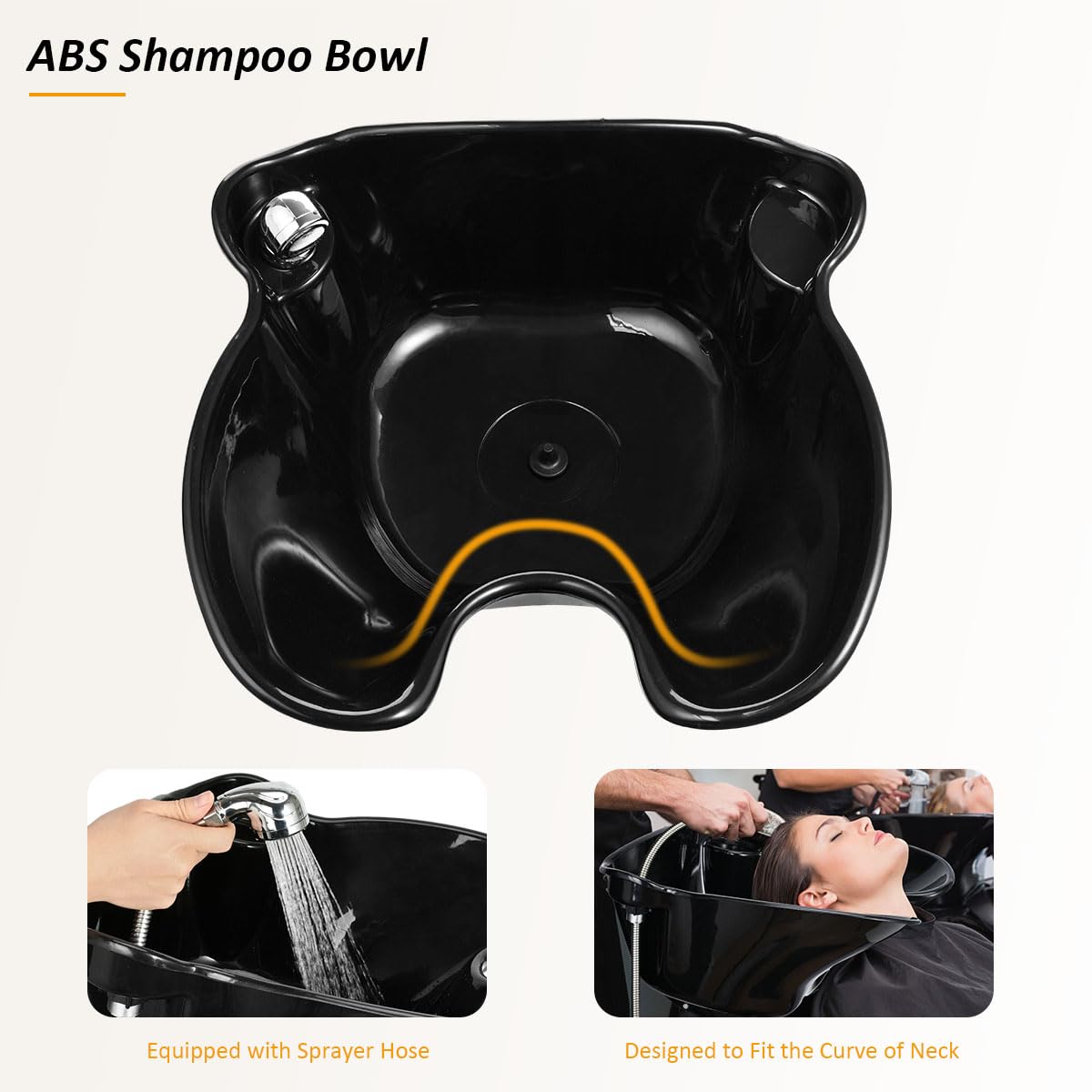 White Smoke johgee Portable Shampoo Bowl with Electric Pump, Plastic Shampoo Unit with 2 Bucket and Drain Hoses, Basin Height Adjustable Portable Salon Sink for Home Salon Use