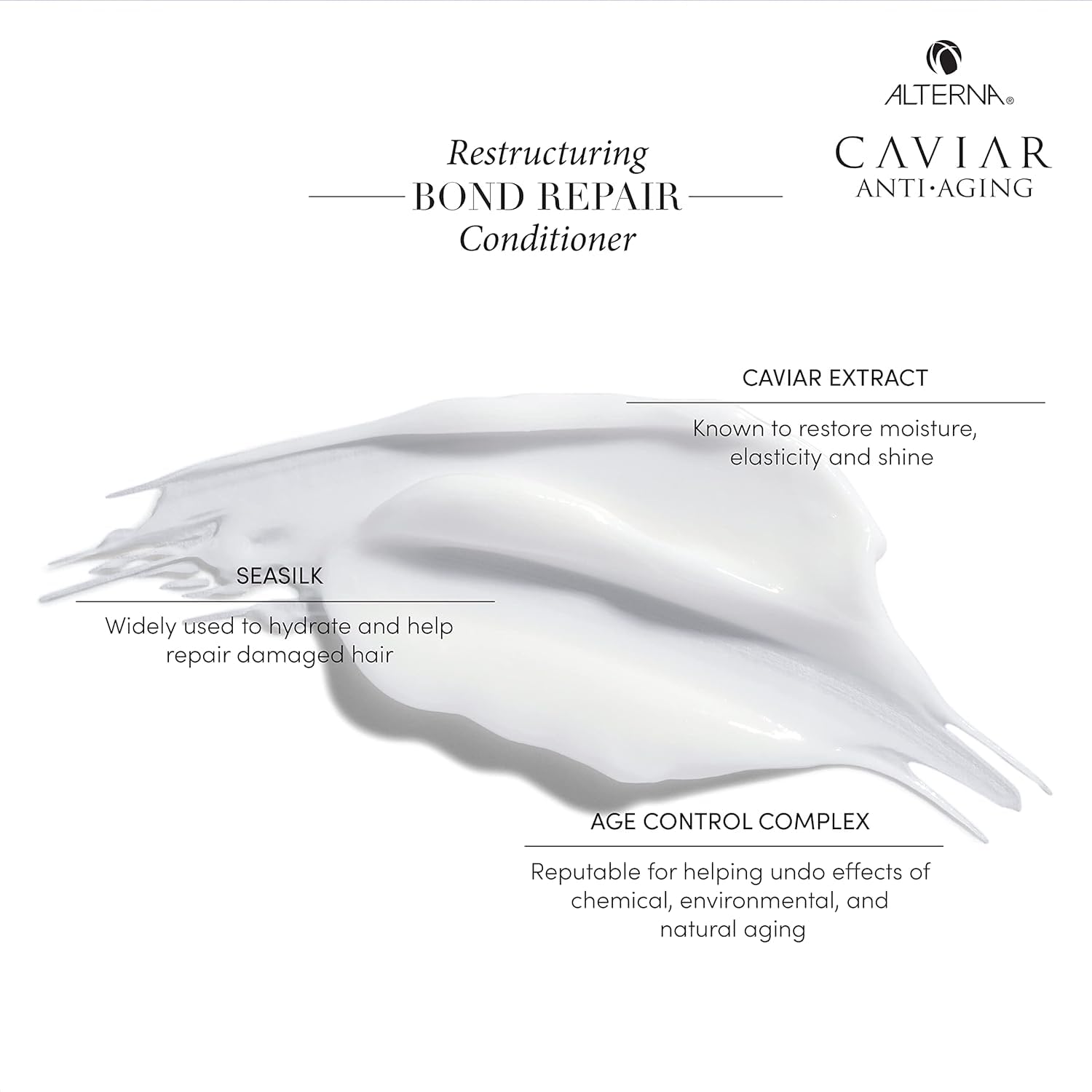 White Smoke Alterna Haircare CAVIAR Anti-Aging Restructuring Bond Repair Shampoo and Conditioner Bundle, 16.5 oz | For Brittle, Damaged Hair | Repairs, Strengthens and Protects Damaged Hair | Sulfate Free