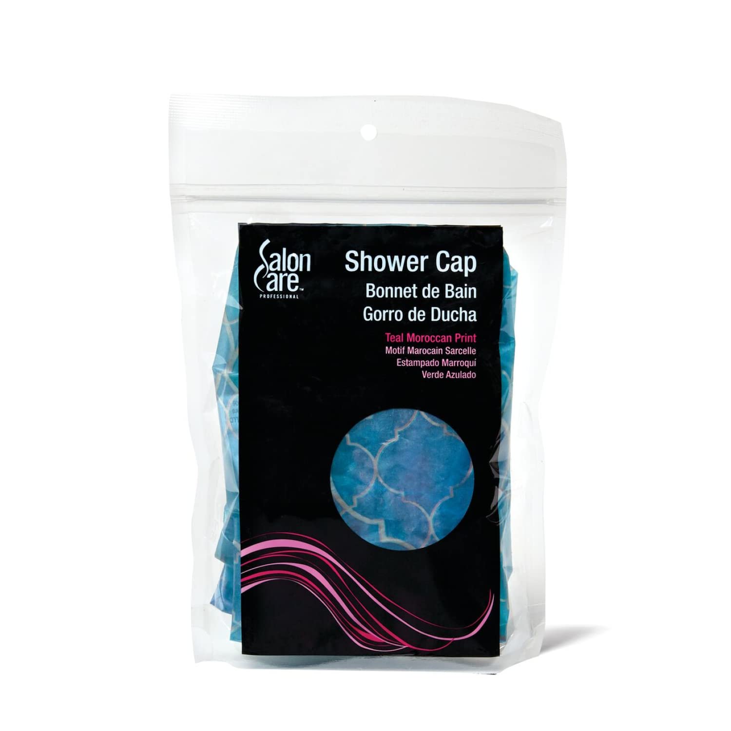 White Smoke Salon Care Teal Morrocan Shower Cap