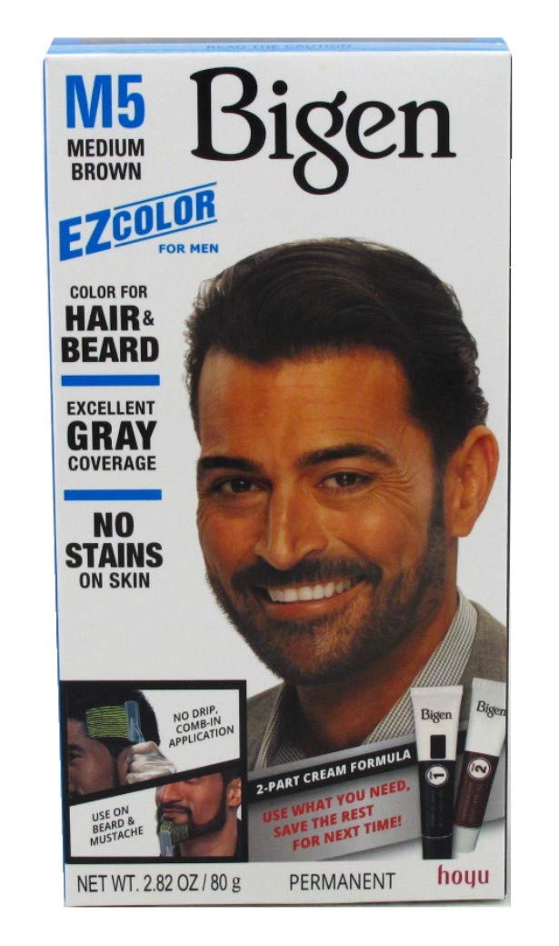 Light Gray Bigen Ez Color For Men M5 Medium Brown Kit (Pack of 2)