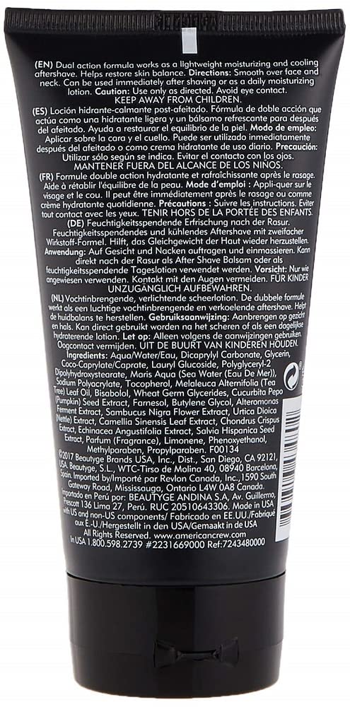 White Smoke American Crew After Shave Lotion for Men, Cooling Dual Action Lotion, 5.1 Fl Oz