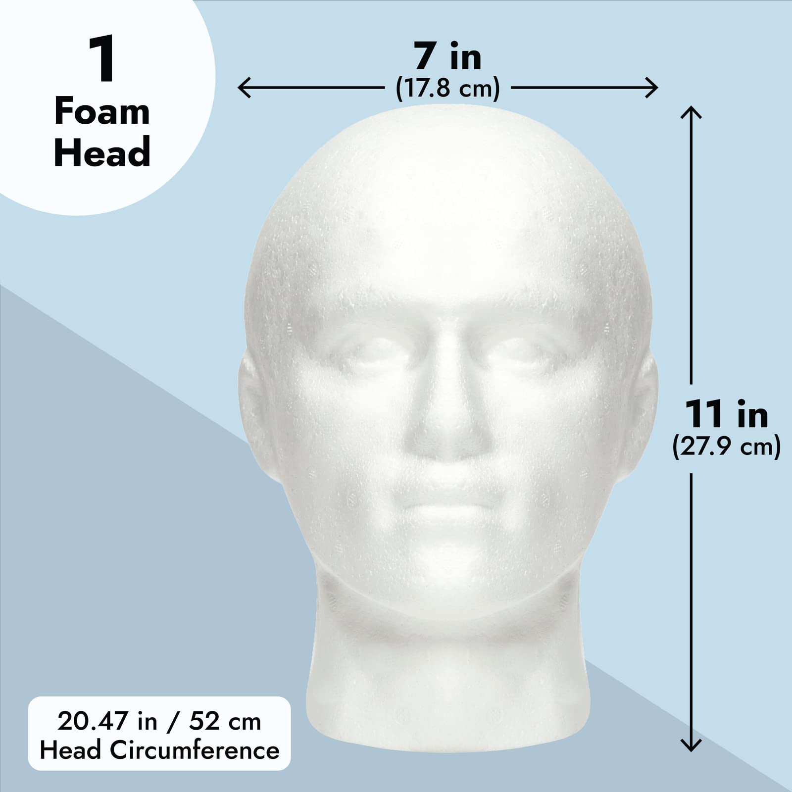 Light Gray Juvale Mannequin Head for Masks, Hats, Wigs - White, 9.25 x 7 x 11 in - Foam Head Wig Stand & Hat Display