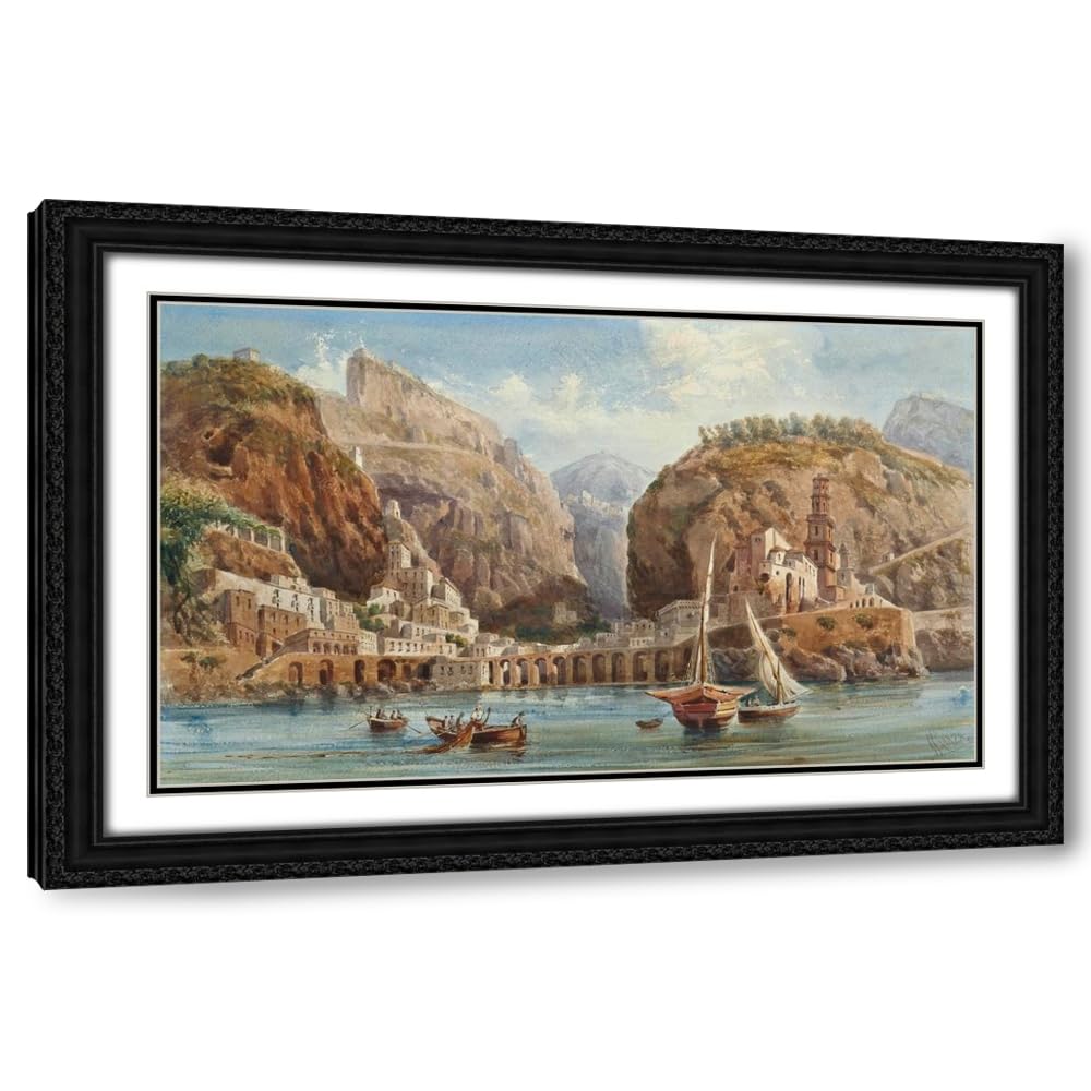 White Smoke ArtDirect Fishing at Atrani on the Amalfi coast Custom Framed Art Print Giclee Print or Canvas Options with Various Sizes and Customization by Giovanni Lanza