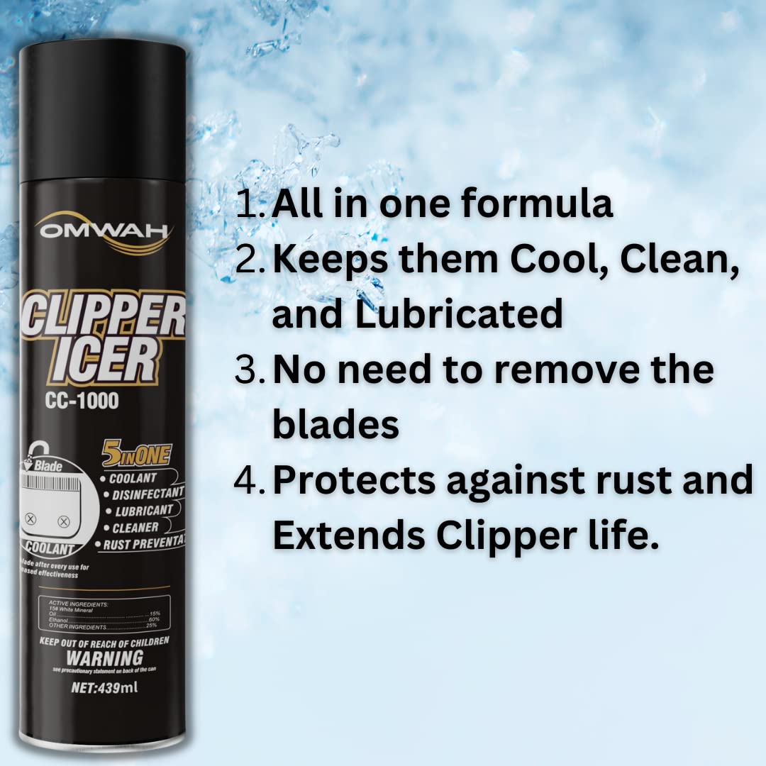 Lavender OMWAH 5 in 1 Clipper Icer Blade Cleaner and Lubricant Clipper Spray 1 Pack (15 oz.)…